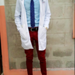 Bieven in lab coat